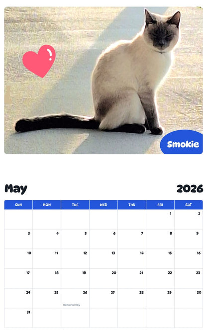 2026 - 2027 Smokie - Pawidols Pet Calendar