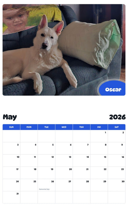 2026 - 2027 Oscar - Pawidols Pet Calendar