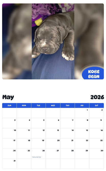 2026 - 2027 KOBE BEAN - Pawidols Pet Calendar