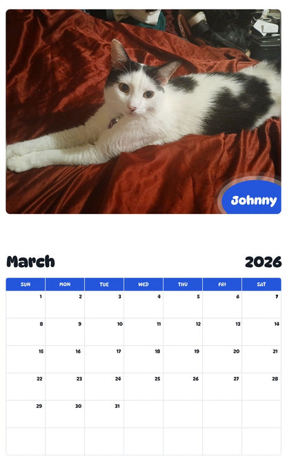 November 2025 - October 2026 Johnny - Pawidols Pet Calendar