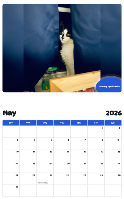 2026 - 2027 Jeremy, Spot & Fritz - Pawidols Pet Calendar