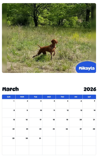 November 2025 - October 2026 Mikayla - Pawidols Pet Calendar