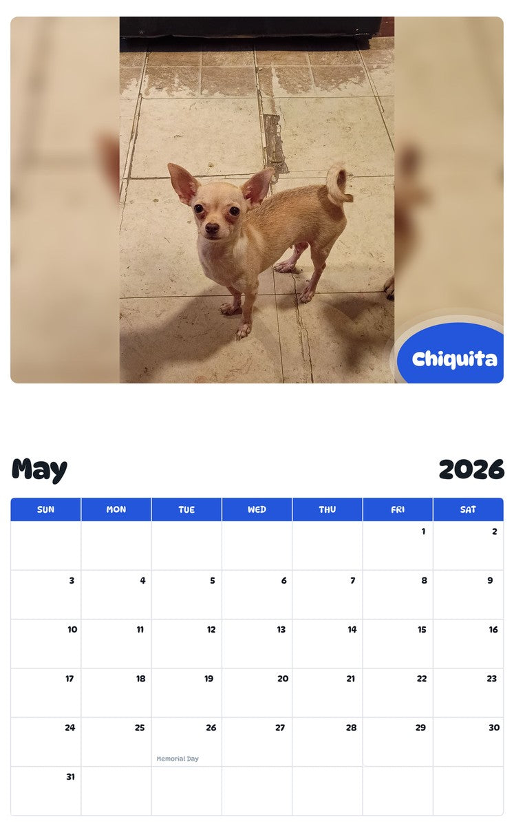 2026 - 2027 Chiquita - Pawidols Pet Calendar