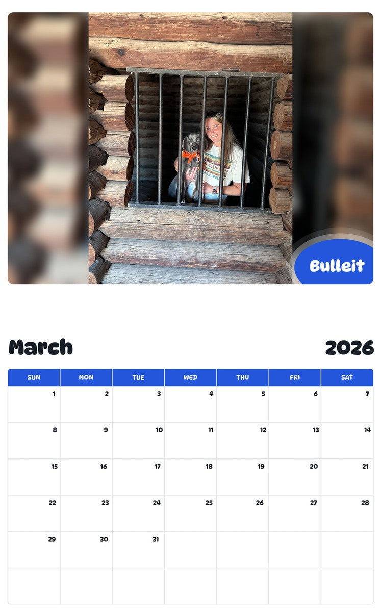 November 2025 - October 2026 Bulleit - Pawidols Pet Calendar