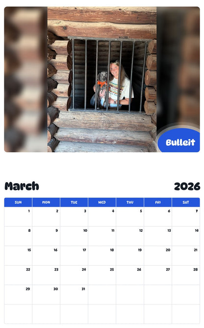 November 2025 - October 2026 Bulleit - Pawidols Pet Calendar