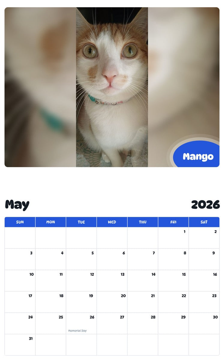 2026 - 2027 Mango - Pawidols Pet Calendar