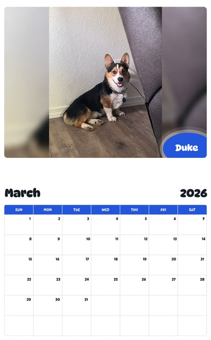 November 2025 - October 2026 Duke - Pawidols Pet Calendar