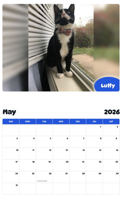 2026 - 2027 Luffy - Pawidols Pet Calendar