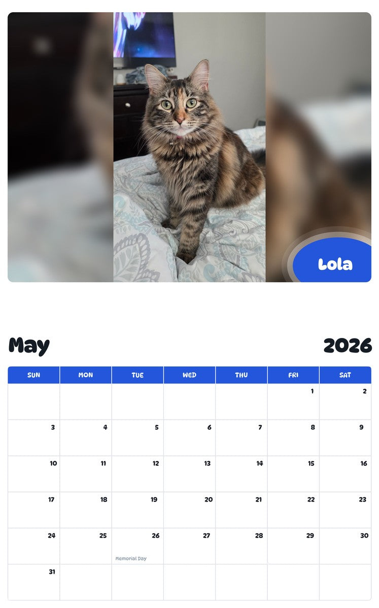 2026 - 2027 Lola - Pawidols Pet Calendar