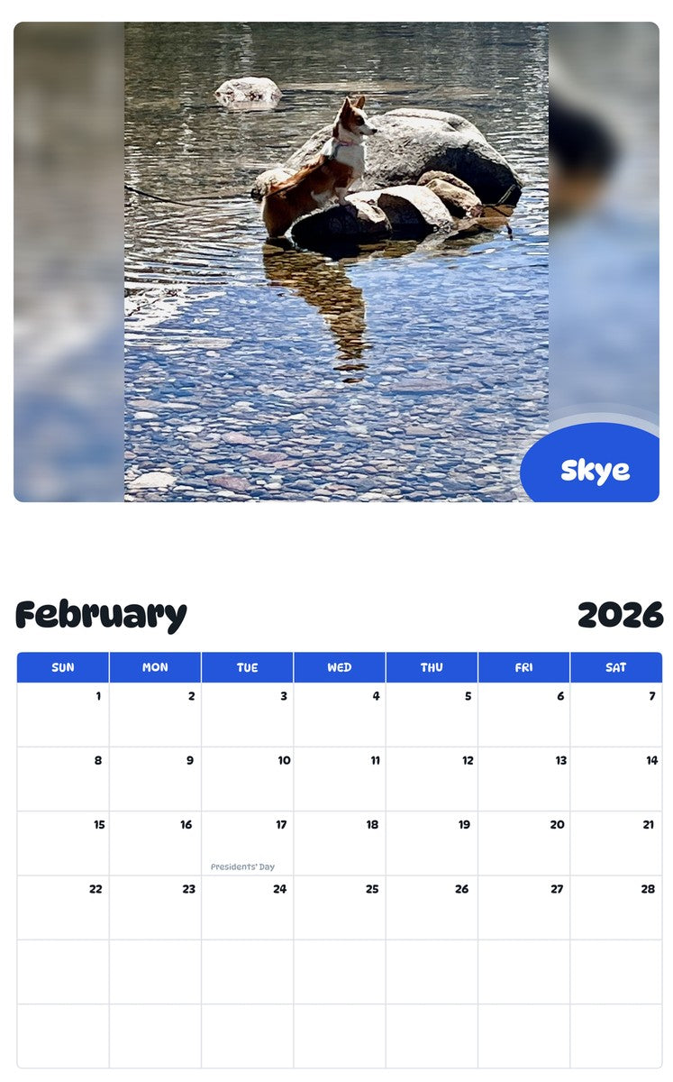 October 2025 - September 2026 Skye - Pawidols Pet Calendar