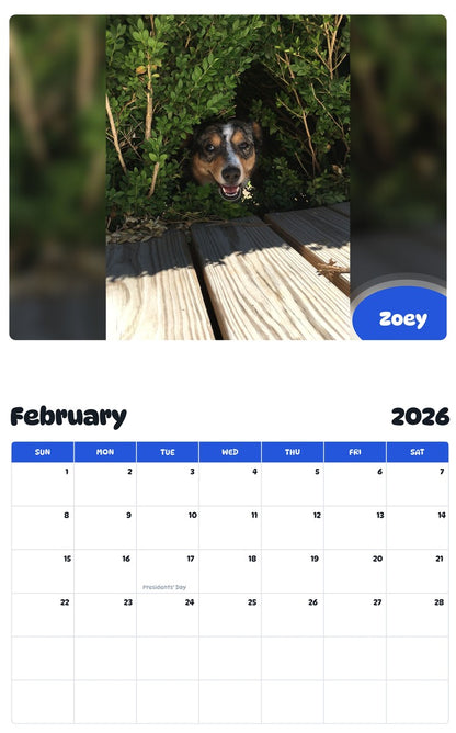 October 2025 - September 2026 Zoey - Pawidols Pet Calendar