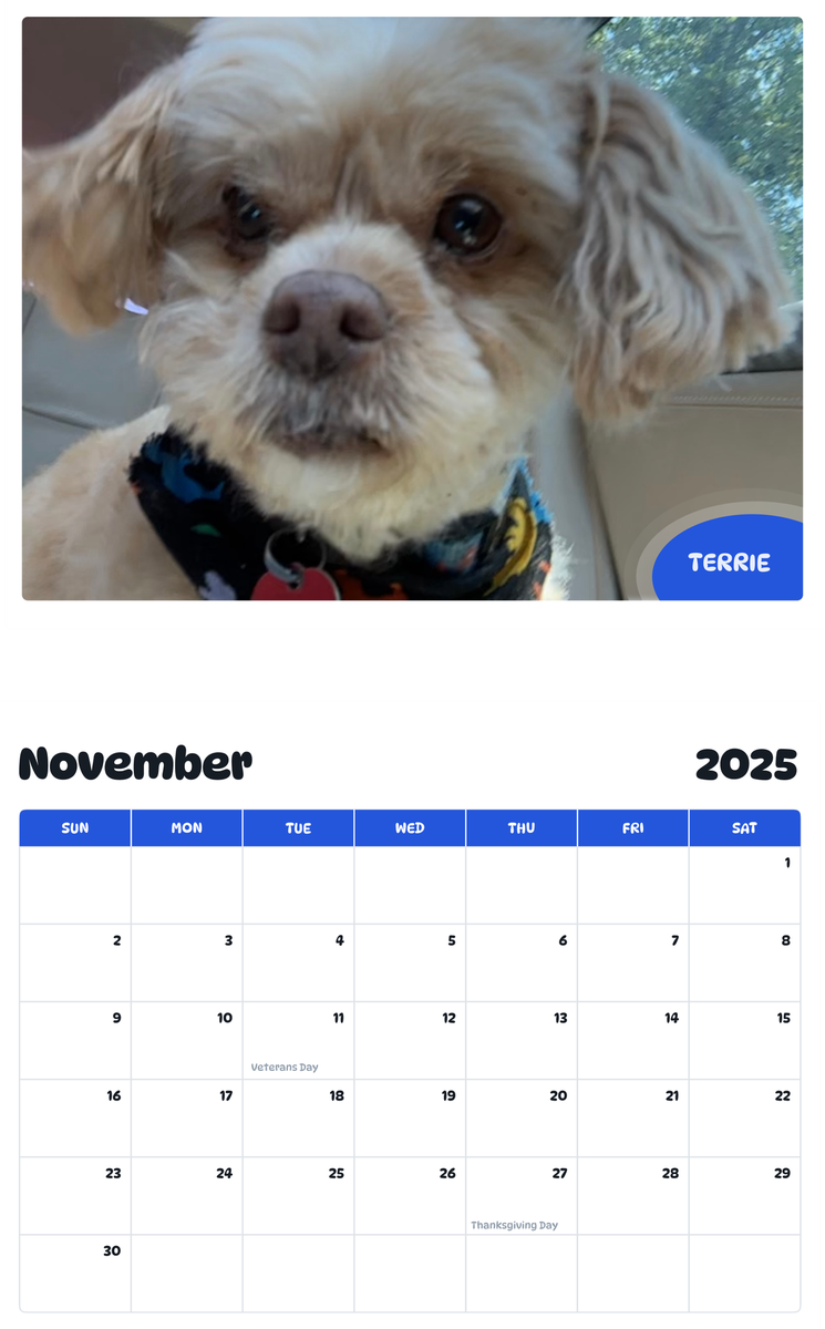 July 2025 - June 2026 terrie - Pawidols Pet Calendar