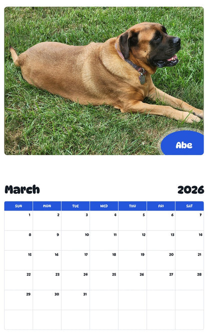 November 2025 - October 2026 Abe - Pawidols Pet Calendar