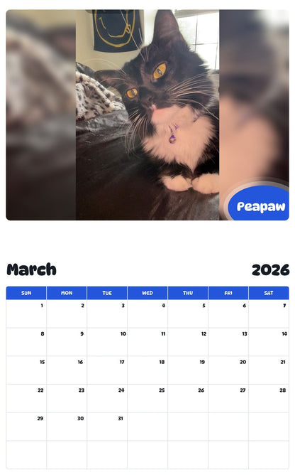 November 2025 - October 2026 Peapaw - Pawidols Pet Calendar