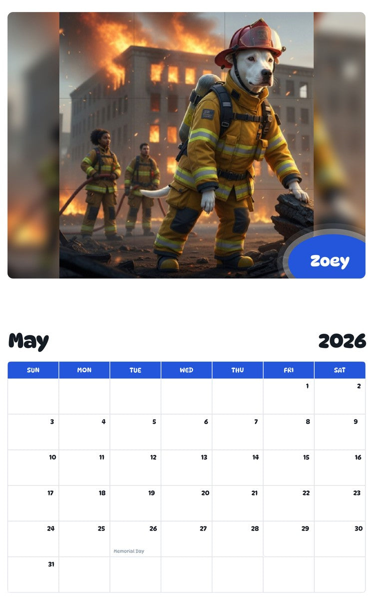 2026 - 2027 Zoey - Pawidols Pet Calendar