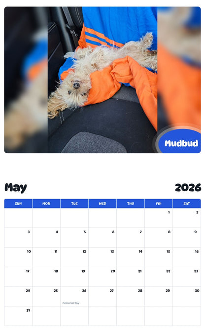 2026 - 2027 Mudbud - Pawidols Pet Calendar