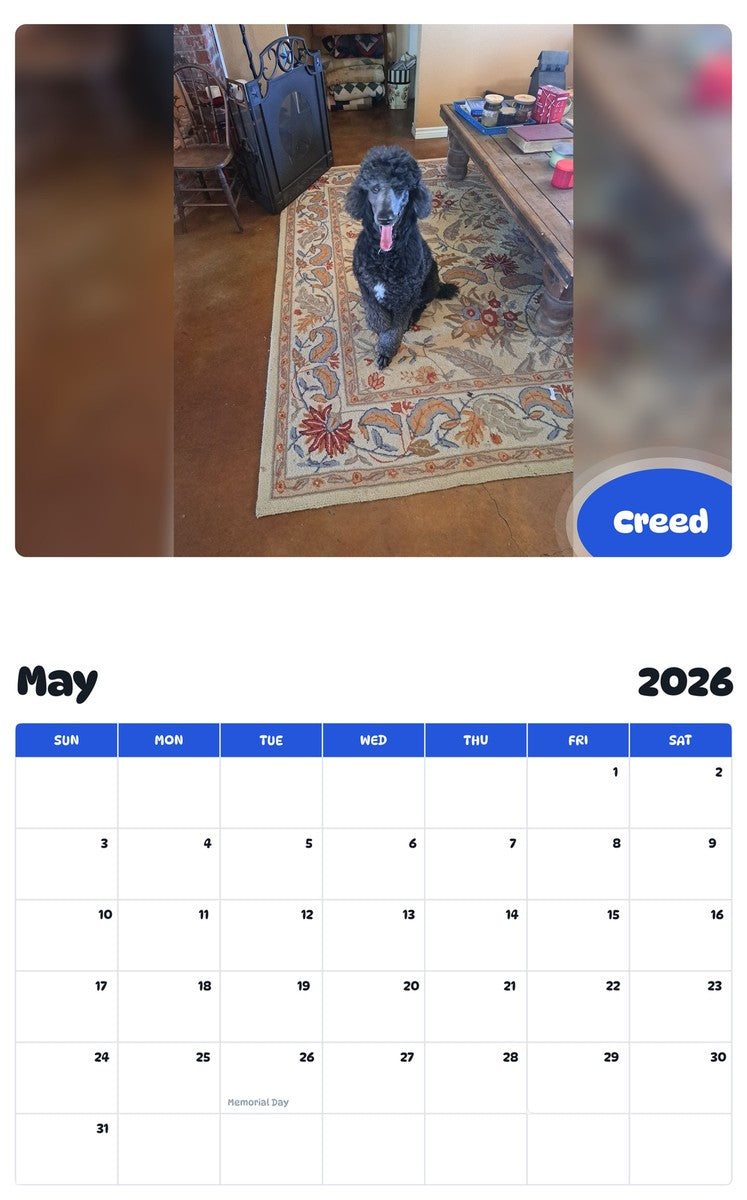 2026 - 2027 Creed - Pawidols Pet Calendar