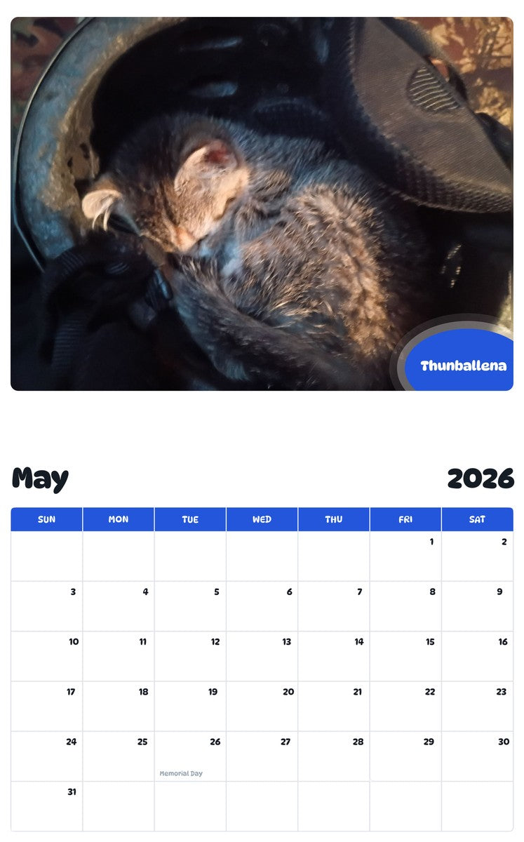 2026 - 2027 Thunballena - Pawidols Pet Calendar