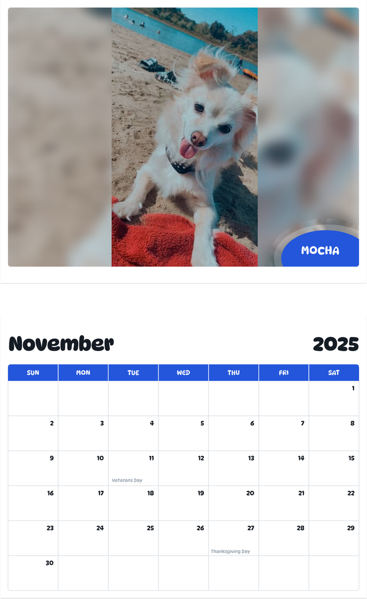 July 2025 - June 2026 mocha - Pawidols Pet Calendar