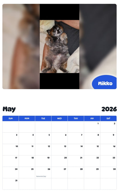 2026 - 2027 Mikko - Pawidols Pet Calendar