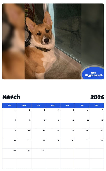 November 2025 - October 2026 Mrs. Wigglesworth - Pawidols Pet Calendar