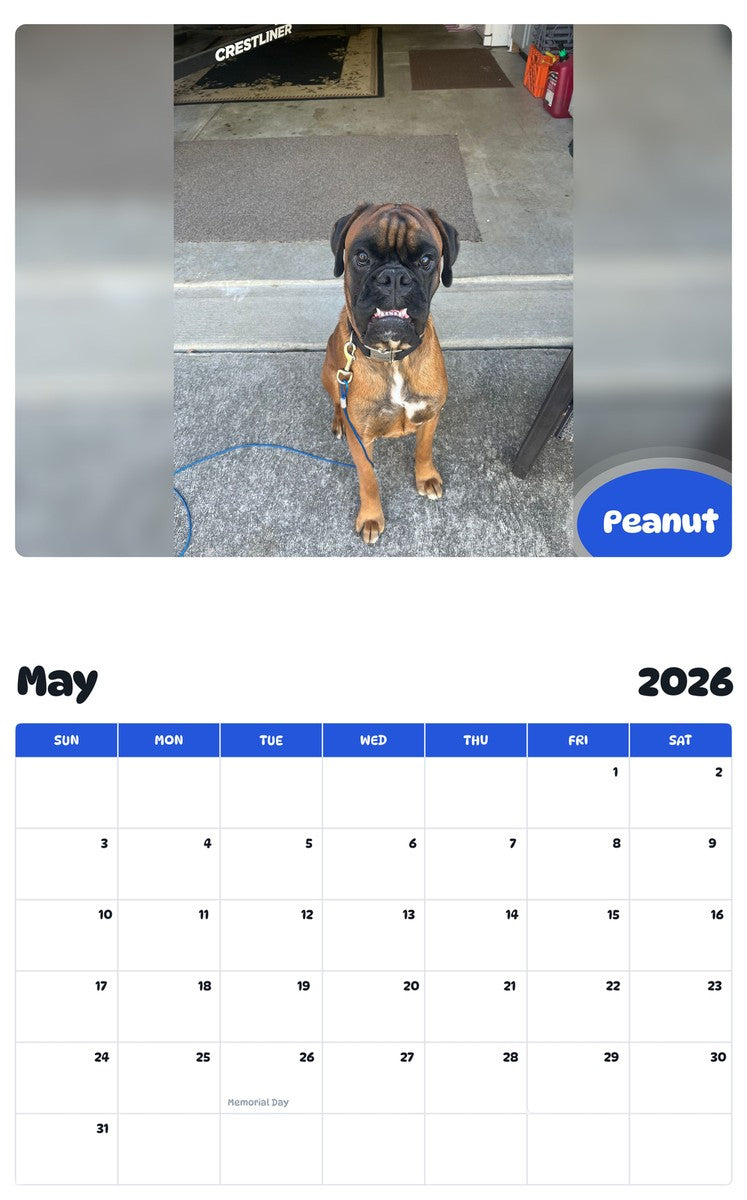 2026 - 2027 Peanut - Pawidols Pet Calendar