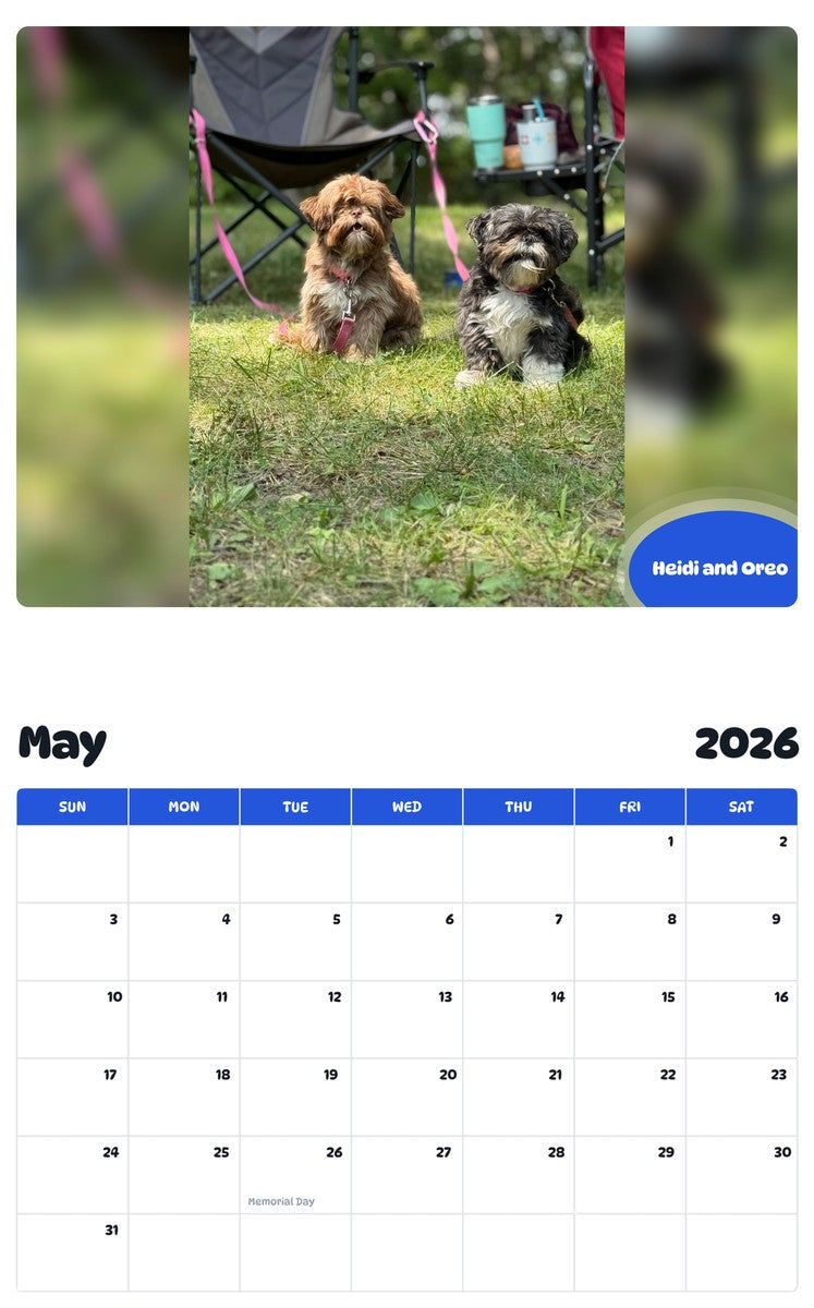 2026 - 2027 Heidi and Oreo - Pawidols Pet Calendar
