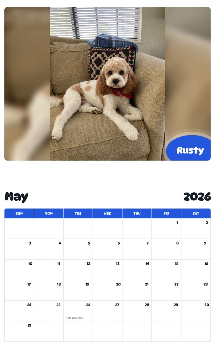 2026 - 2027 Rusty - Pawidols Pet Calendar