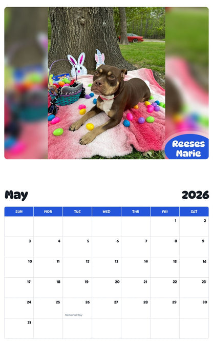2026 - 2027 Reeses Marie - Pawidols Pet Calendar