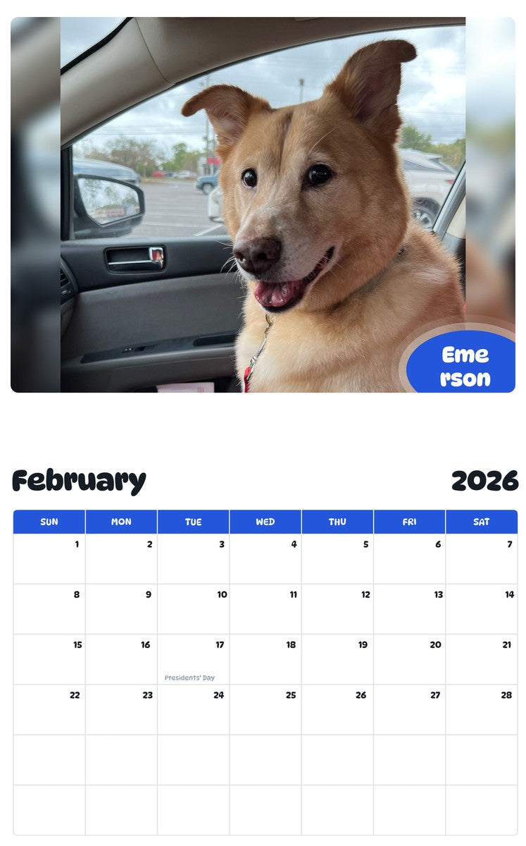 October 2025 - September 2026 Emerson - Pawidols Pet Calendar