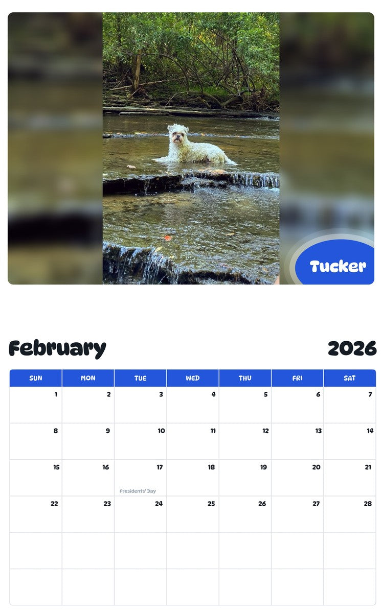 October 2025 - September 2026 Tucker - Pawidols Pet Calendar