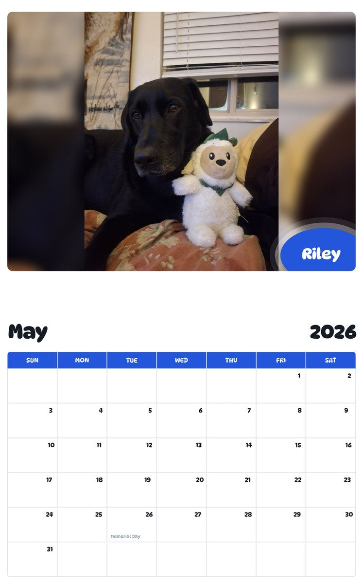 2026 - 2027 Riley - Pawidols Pet Calendar