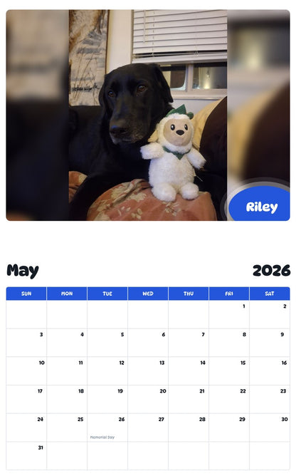 2026 - 2027 Riley - Pawidols Pet Calendar