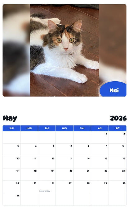 2026 - 2027 Mei - Pawidols Pet Calendar