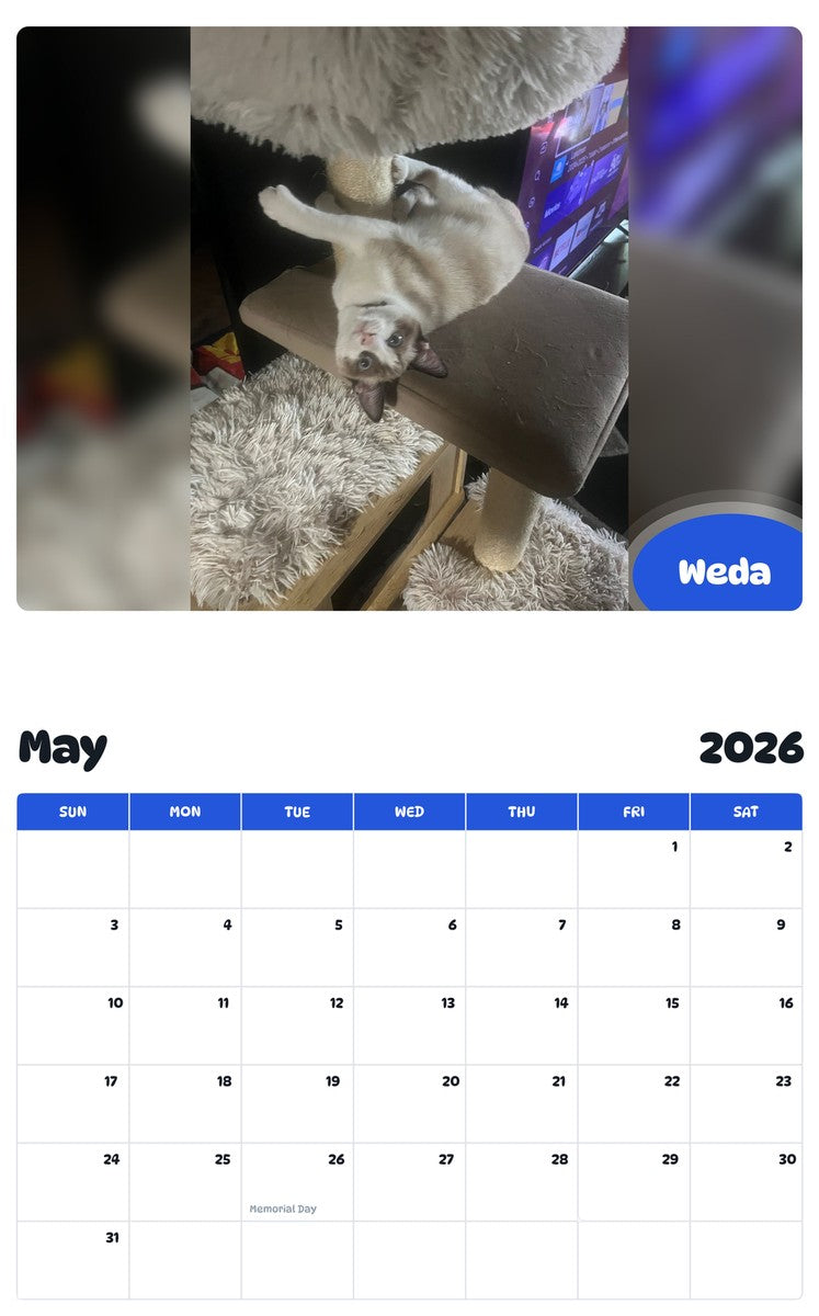 2026 - 2027 Weda - Pawidols Pet Calendar