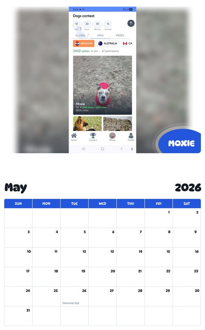 2026 - 2027 MOXIE - Pawidols Pet Calendar
