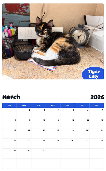 November 2025 - October 2026 Tiger Lilly - Pawidols Pet Calendar