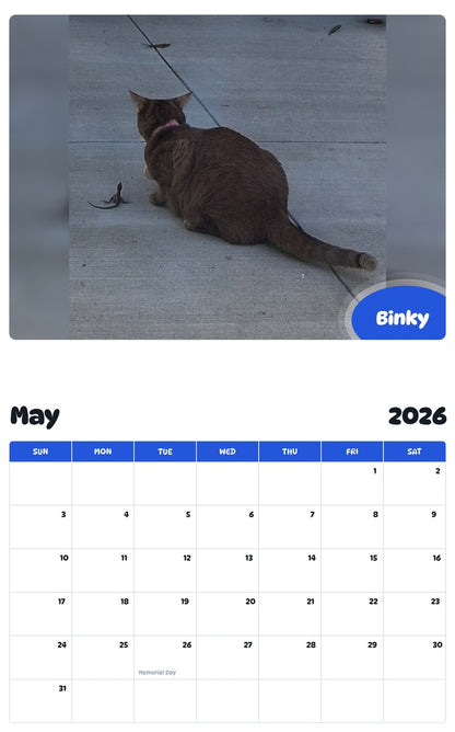 2026 - 2027 Binky - Pawidols Pet Calendar