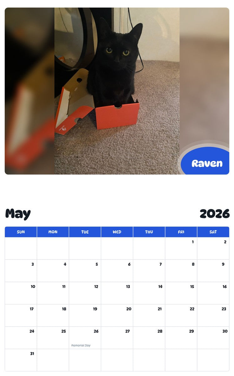 2026 - 2027 Raven - Pawidols Pet Calendar