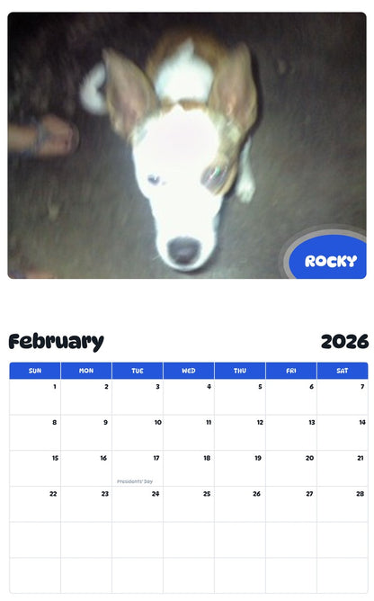 October 2025 - September 2026 ROCKY - Pawidols Pet Calendar