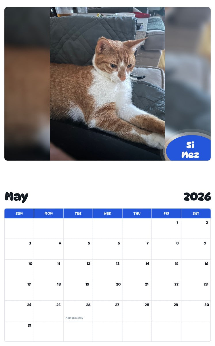 2026 - 2027 Si Mez - Pawidols Pet Calendar
