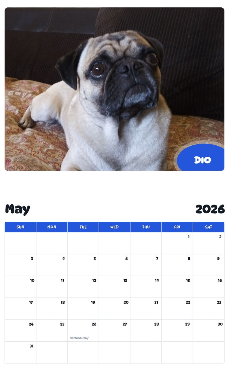 2026 - 2027 DIO - Pawidols Pet Calendar