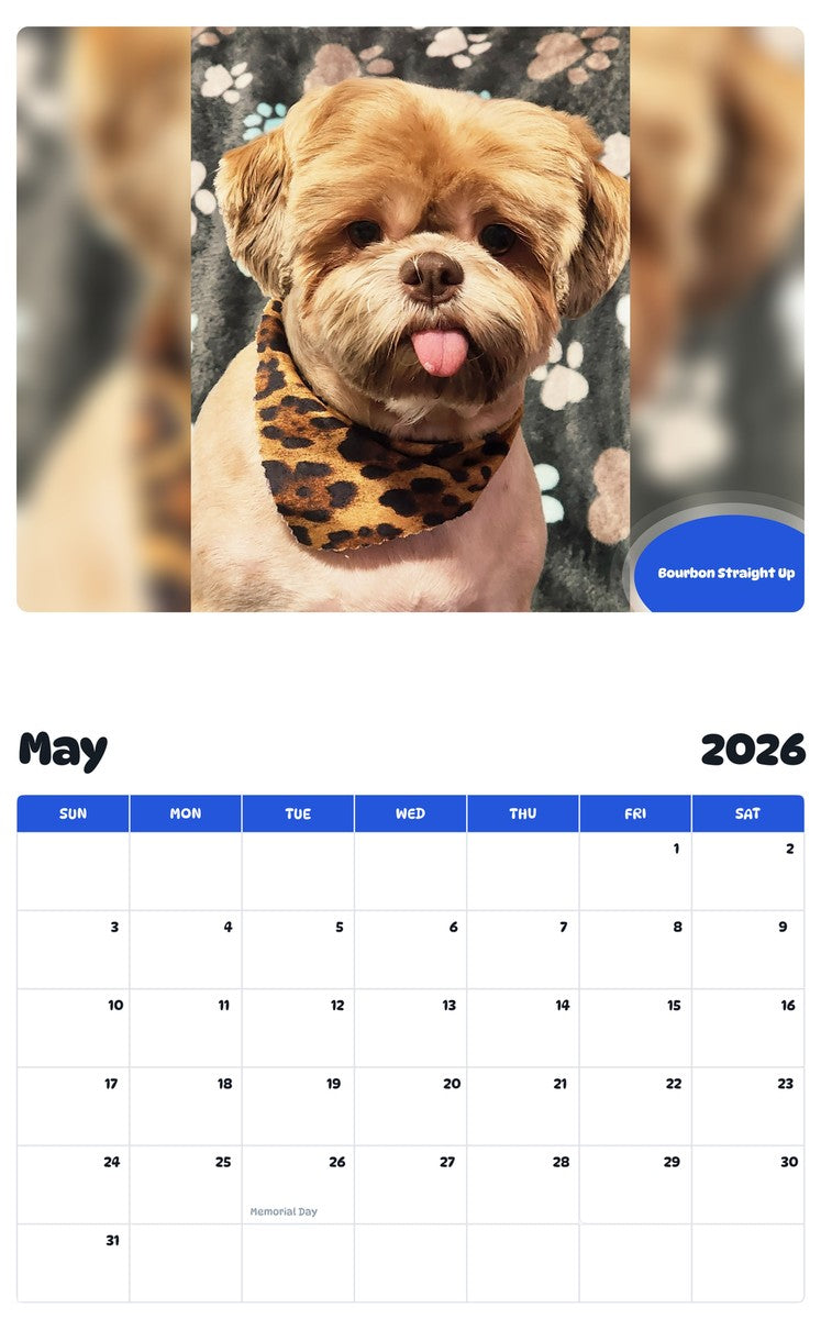 2026 - 2027 Bourbon Straight Up - Pawidols Pet Calendar