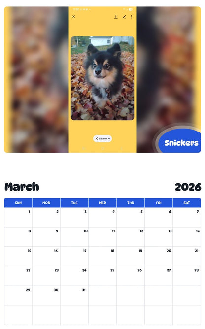 November 2025 - October 2026 Snickers - Pawidols Pet Calendar