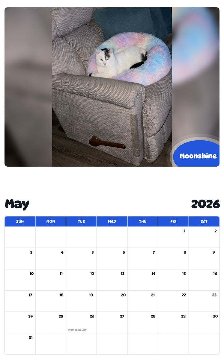 2026 - 2027 Moonshine - Pawidols Pet Calendar