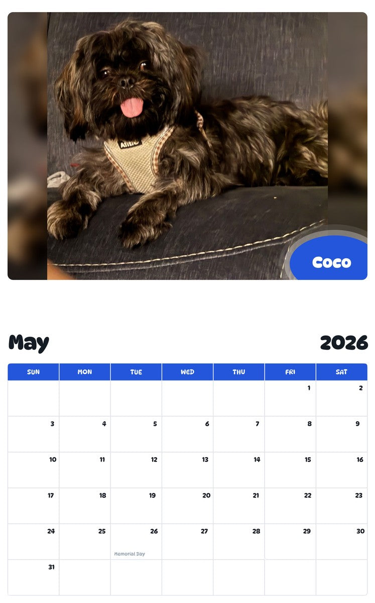 2026 - 2027 Coco - Pawidols Pet Calendar