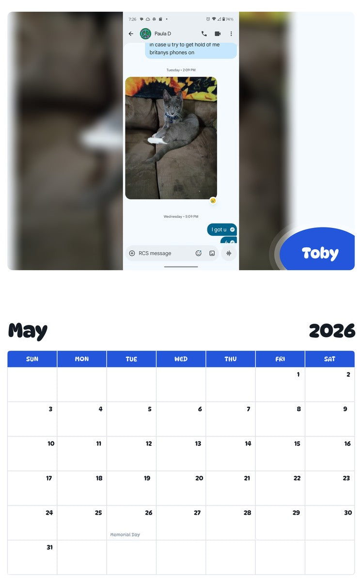 2026 - 2027 Toby - Pawidols Pet Calendar
