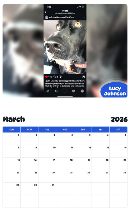 November 2025 - October 2026 Lucy Johnson - Pawidols Pet Calendar