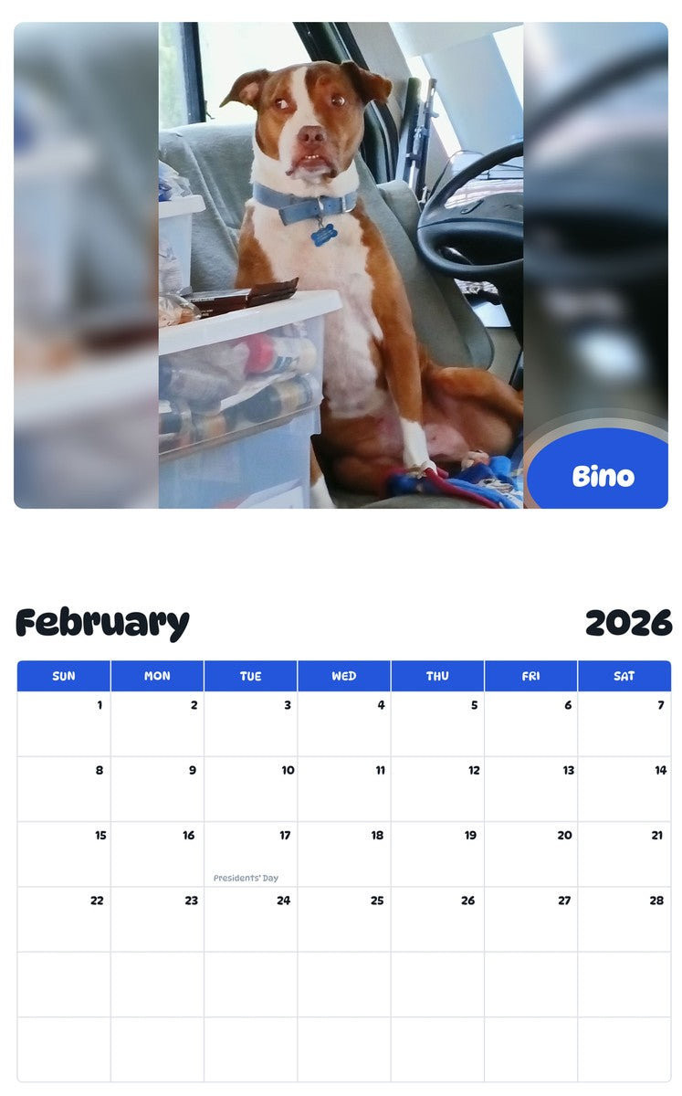 October 2025 - September 2026 Bino - Pawidols Pet Calendar