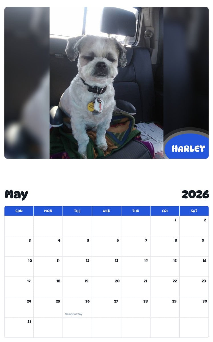 2026 - 2027 HARLEY - Pawidols Pet Calendar